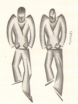 Due futuristi, disegno di Bruno Munari Due futuristi, disegno di Bruno Munari