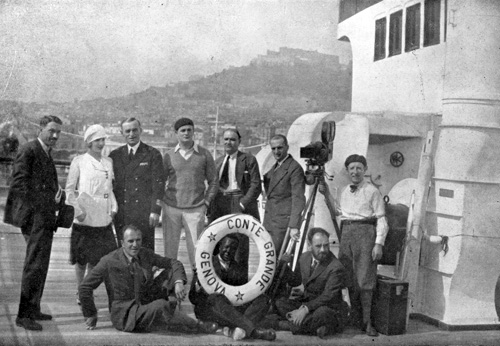 Sul Conte Grande durante la lavorazione del film