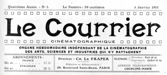 Le Courrier Cinématographique 3 janvier 1914
