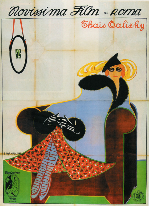 Thaïs Galizky, Novissima Film 1917, manifesto di Enrico Prampolini (archivio in penombra)
