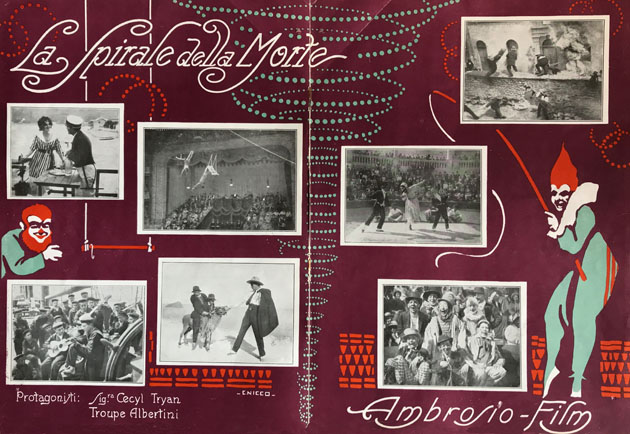 La Spirale della Morte, Ambrosio Film 1917, disegni di Carlo Nicco.