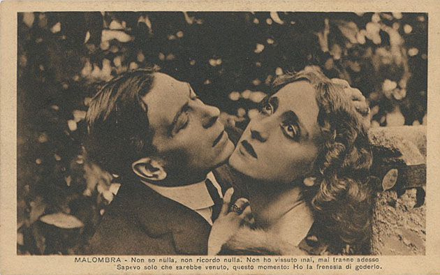 Lyda Borelli e Amleto Novelli in una scena di Malombra, Cines 1917