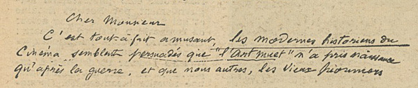 Lettre de Georges Méliès