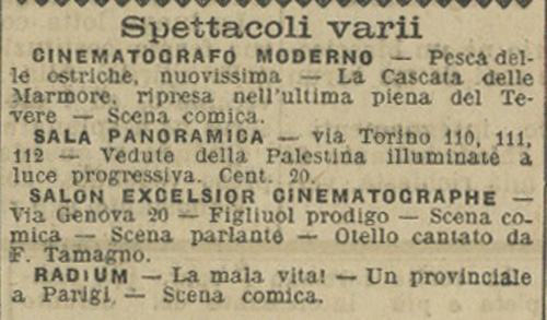 Spettacoli varii Il Messaggero, Roma 1 dicembre 1905